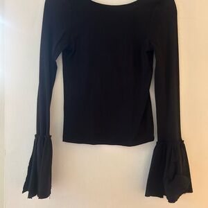 Free People Black Flared Sleeve Blouse